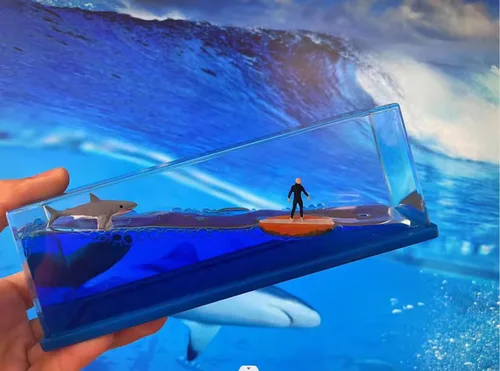 Miniatura 8 de Honsheng Unsinkable Surfing Boy Wave Boat Fluid Toy in a Box Bottle Acrylic Paperweight Desk Decor Toy Gifts Liquid Wave Cruise Fluid Ship Ornament