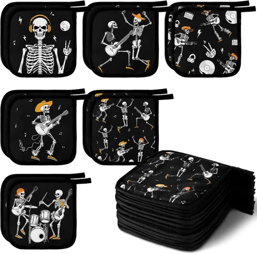Miniatura 23 de Bencailor 12 soportes para ollas con bolsillo para cocina, guantes calientes para horno, bolsa de galletas, guantes de horno para cocina, regalo