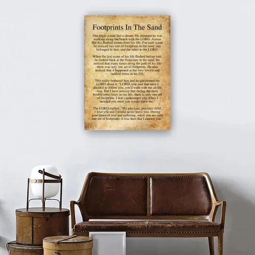 Miniatura 5 de Póster de poema de huellas en la arena para sala de estar, pinturas en lienzo impresas para oficina, pasillo, decoración de paredes, arte para Sin