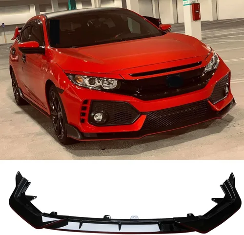 NINTE Borde delantero para Honda Civic Sedan 2021 2022 2023 2024 Negro brillante con línea roja Parachoques Splitter Bodykit alerón diseño de 3