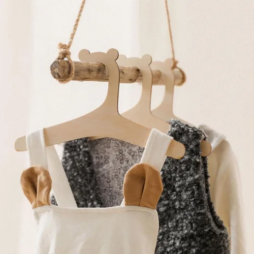 Miniatura 7 de Generic 5/10 perchas de madera para osos para niños, 9 pulgadas, ganchos de madera para ropa y pantalones, naturales, sin terminar, ahorro