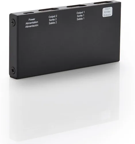 Amazon Basics - Divisor HDMI 1 entrada y 2 salidas, 4K@60Hz para monitores duales, solo duplica la imagen, negro Negro - 4K/60Hz