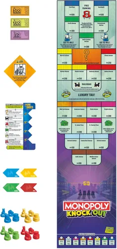Miniatura 13 de Monopoly Knockout - Juego de mesa 2-8 jugadores Promedio de 20 minutos Juegos de mesa rápidos para familias, niños, adolescentes y adultos A