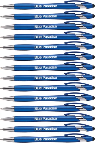 Miniatura 12 de ExpressDesigns™ - Bolígrafo Beemer con punta de lápiz capacitivo, tinta de escritura negra personalizada impresa con nombre o mensaje, 14