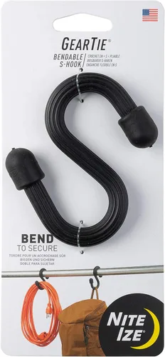 Nite Ize Gear Tie Gancho en S flexible, gancho en S flexible para garaje, armario, cocina y plantas, negro, 1 unidad (paquete de 1)