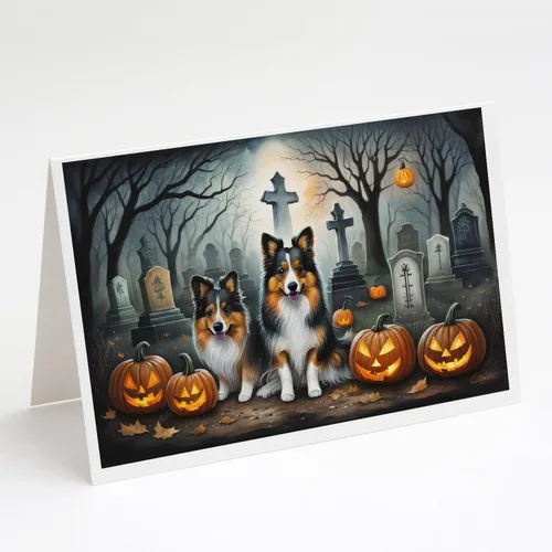 Miniatura 47 de Caroline's Treasures DAC2018GCA7P - Tarjetas de felicitación y sobres de Halloween espeluznantes de Border Collie, paquete de 8 tarjetas en blanco
