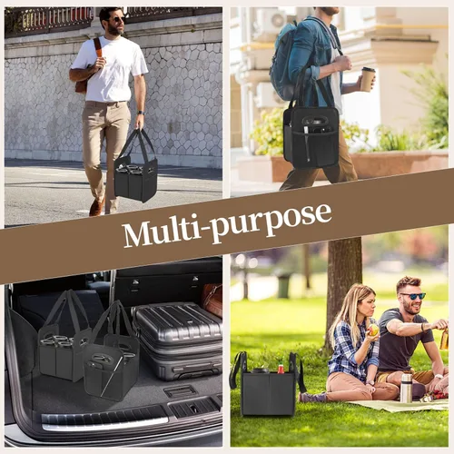 Miniatura 8 de Foyego Porta bebidas de 4 tazas con asa, portavasos reutilizables para bebidas, portátil, plegable, aislante, para taza de café, para entrega