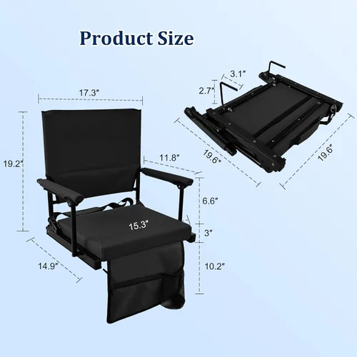Miniatura 3 de moonysweet Asientos de estadio para gradas con soporte de espalda y cojín, soporte de espalda ajustable, con soporte para tazas, correa de hombro