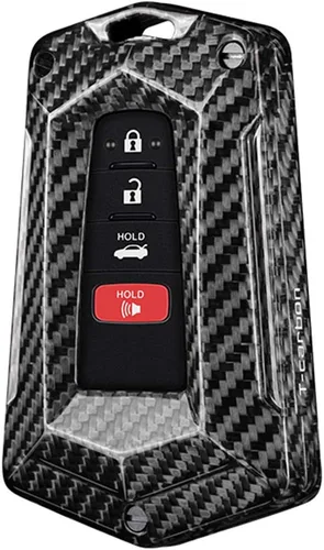 Miniatura 11 de Funda para llavero de coche para Toyota 86 GT86 Avalon C-HR Camry Corolla Highlander Prado Prius RAV4 carcasa de fibra de carbono, Negro / rojo +