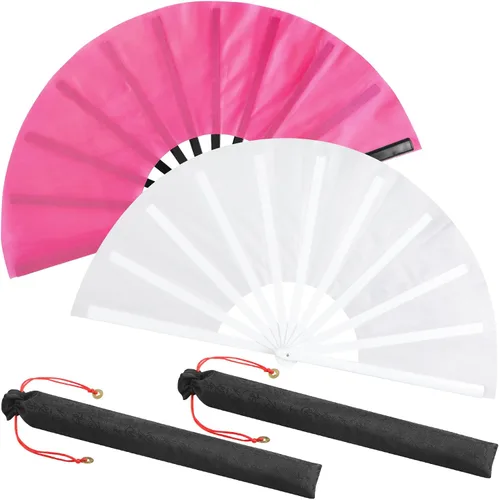 Miniatura 72 de Maitys Paquete de 2 ventiladores de mano plegables grandes de 13 pulgadas, ventiladores chinos de mano grandes para baile de línea, Tai Chi