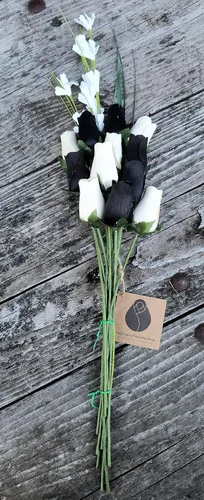 Miniatura 5 de Ramo de rosas de madera blanco y negro (1 docena)