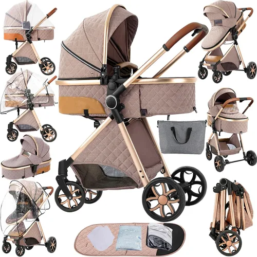 Miniatura 14 de Cochecito de bebé 2 en 1 reversible portátil estándar, cochecito convertible plegable para bebé, carriola para recién nacidos, capazo plegable de 2