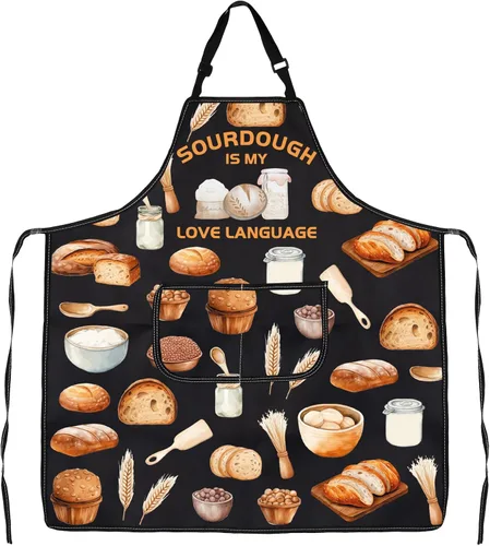 Miniatura 11 de JXGZSO Delantal para panadería de masa madre para amantes del pan, regalo de masa madre es mi lenguaje de amor, delantal para hornear maestro