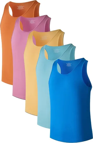 Miniatura 15 de COLORFULLEAF Camisetas sin mangas de rayón de bambú para hombre, camisetas sin mangas elásticas con cuello redondo (1 o 3)