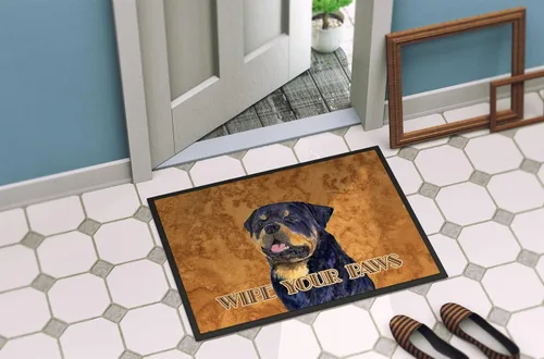 Miniatura 4 de Caroline's Treasures SS4880JMAT Rottweiler Wipe Your Paws - Felpudo para puerta delantera, 24 x 36 pulgadas, para interiores y exteriores