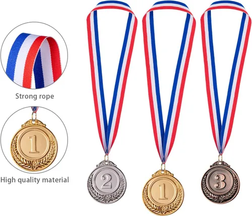 Miniatura 4 de Favide 24 medallas de oro y plata de bronce, medallas ganadoras de premios de oro y plata para competiciones, fiestas, estilo olímpico, 2 pulgadas
