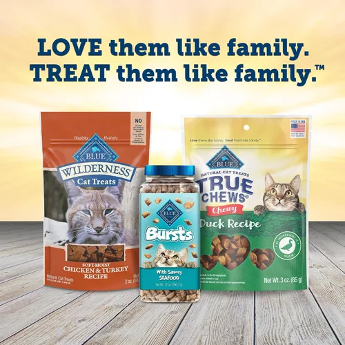 Miniatura 9 de Blue Buffalo True Chews - Golosinas masticables naturales para gatos, hechas en los Estados Unidos, receta de pato, bolsa resellable de 3 onzas
