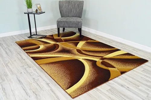 Miniatura 21 de Alfombra abstracta moderna de 5 x 7 pies, alfombra contemporánea de alta calidad, alfombra gruesa colorida para sala de estar, color borgoña