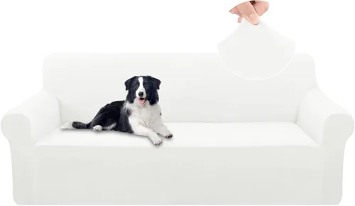 Miniatura 12 de U-NICE HOME Fundas de terciopelo para sofá, fundas elásticas para sofá de 3 cojines, protector de muebles (XL, grande, beige)