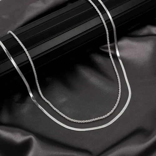 Miniatura 53 de Collares en capas para mujer, chapados en plata, delicada cuerda torcida de serpiente, delicado collar en capas, gargantilla de diferentes