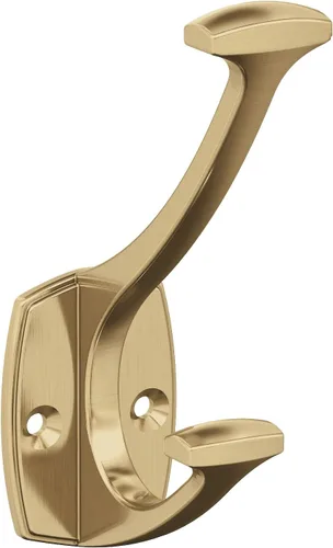 Amerock H37001CZ | Gancho decorativo de doble punta para pared Vicinity | Gancho de bronce champán para abrigos, sombreros, mochilas, bolsos |
