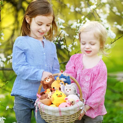 Miniatura 5 de Halloscume Juego de 18 piezas de mini animales de peluche a granel de 3.15 pulgadas, pequeños adornos de animales de la selva de granja