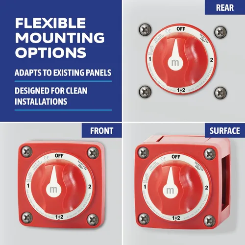 Miniatura 4 de Blue Sea Systems Interruptor de batería Serie m-6007 4 Posiciones Mini Selector, Rojo