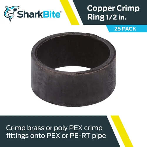 Miniatura 2 de SharkBite Anillos de crimpado de cobre de 1/2 pulgada, paquete de 25, tubo PEX, PE-RT, 23102CP25