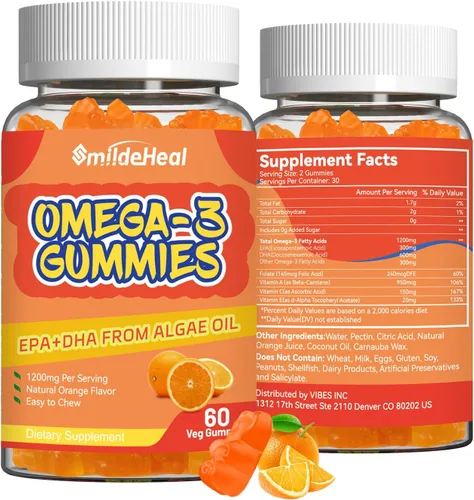 Miniatura 9 de Suplemento de gomitas Omega 3 de 1000 mg, alta absorción DHA y EPA, apoyo para el corazón, el cerebro y las articulaciones, aceite de pescado extra
