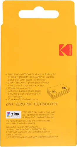 Miniatura 2 de KODAK Papel fotográfico ZINK de alta calidad 2 x 3 (50 hojas), compatible con Kodak Step, Step Slim, Printomatic, Printomatic+, Smile+, Step Touch