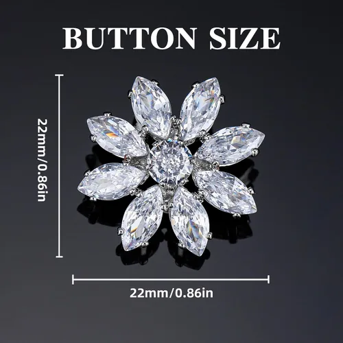 Miniatura 4 de 4 piezas de botones de diamantes de imitación plateados, adornos de cristal para ropa, joyería, decoración DIY para boda nupcial (Brillo blanco)