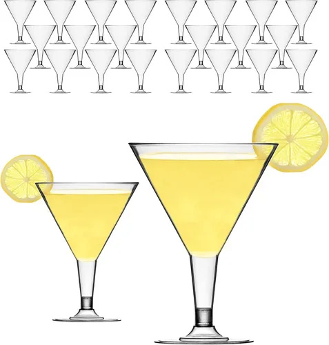 Miniatura 8 de DecorRack 24 vasos de Martini, 7 onzas, sin BPA, vaso de plástico en forma de V, perfecto para fiestas al aire libre, bodas, anfitriones, apilables