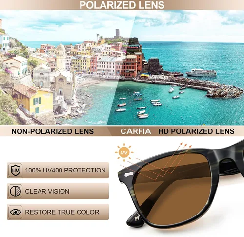 Miniatura 24 de CARFIA Lentes de sol polarizados cuadrados para hombre, protección UV400, acetato retro, hechos a mano, hechos a mano
