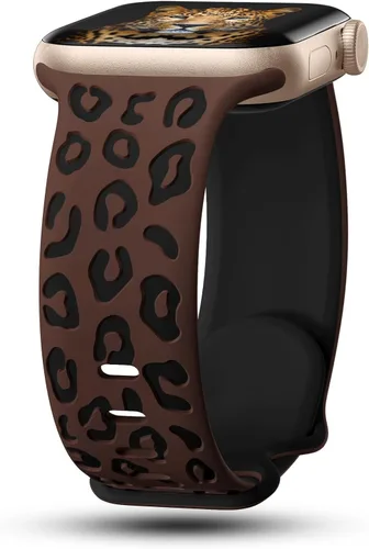 CreateGreat Correas de leopardo grabadas compatibles con Apple Watch Band de 1.575 in 1.614 in 1.496 in 1.654 in 1.732 in 1.772 in 1.811 in 1.929 in