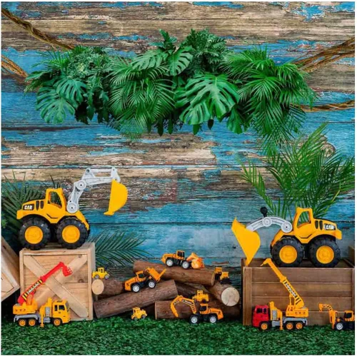 Miniatura 8 de Kate Vehículo de ingeniería de juguete de 7 x 5 pies, decoración de coche, fondo de estudio fotográfico, color azul, primavera, plantas verdes