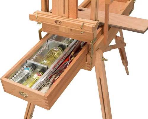 Miniatura 3 de Jullian Escort - Caballete de arte francés – Caballete de media caja para pintar lienzo – Caballete de pintura profesional con correa para el hombro