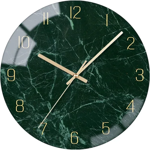 VIKMARI Reloj de pared de cristal, silencioso, sin tictac, reloj de pared de cuarzo de calidad de 12 pulgadas, funciona con pilas, redondo, fácil de