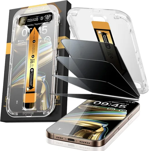 Miniatura 11 de MRGLAS TOP 9H+ - Paquete de 4 protectores de pantalla de vidrio para iPhone 12 Pro Max, protector de pantalla de privacidad con protector de lente