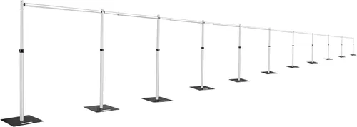 Hecis Soporte de fondo portátil de tubo y cortina de 6 a 10 pies de alto x 10 a 100 pies de ancho, kit de telón de fondo ajustable para eventos,