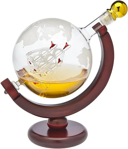 Miniatura 10 de Regalos para hombres, juego de decantador de whisky con diseño de globo terráqueo con 2 vasos grabados para whisky, escocés, bourbon, vodka, regalos