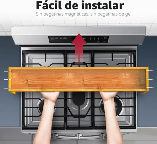 Miniatura 4 de IIIOIIIA Estante de Bambú Sobre la Estufa para Especias para Almacenamiento de Cocina, Organizador de Especiero de Cocina de 31.5", Estante Superior