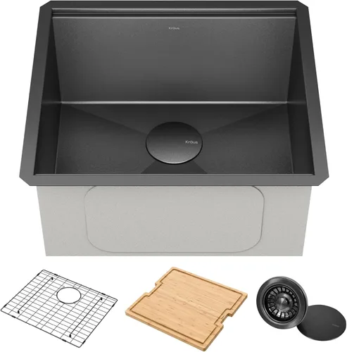 Miniatura 20 de KRAUS KWU111-23 Kore - Fregadero de cocina con estación de trabajo de 23 pulgadas, para empotrar, cuenco individual, de acero inoxidable calibre 16