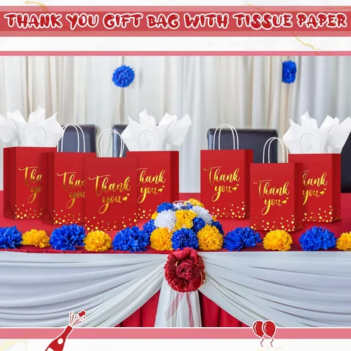 Miniatura 6 de Tinlade 30 bolsas de regalo de agradecimiento con papel de seda dorado con asa para graduación, negocios, compras, boda, ducha, regalos de fiesta