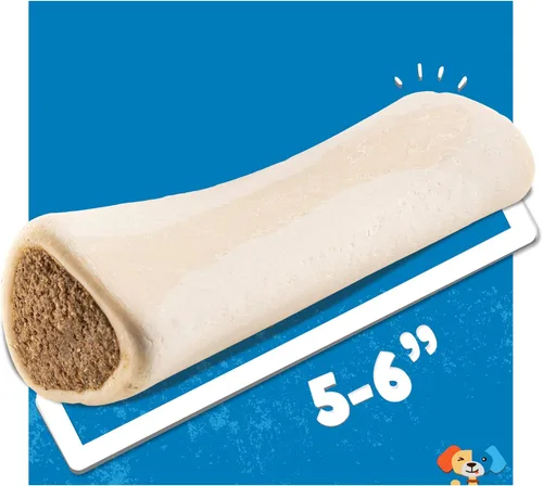 Miniatura 6 de Jack&Pup Huesos de Perro Rellenos de 5-6" para Perros Grandes, Huesos de Espinilla de Perro Saborizados de Larga Duración, Hueso Relleno