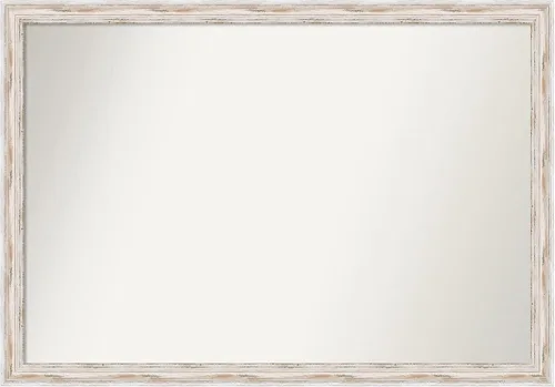 Miniatura 359 de Amanti Art Espejo de baño blanco para sobre el fregadero, 30 x 35 pulgadas, espejo de tocador rectangular estrecho de Eva de oro blanco, marco