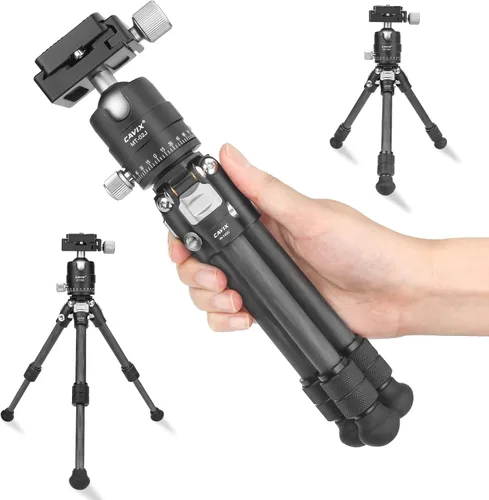 CAVIX Mini trípode de viaje con cabezal esférico de 360° ligero trípode compacto de fibra de carbono para cámara