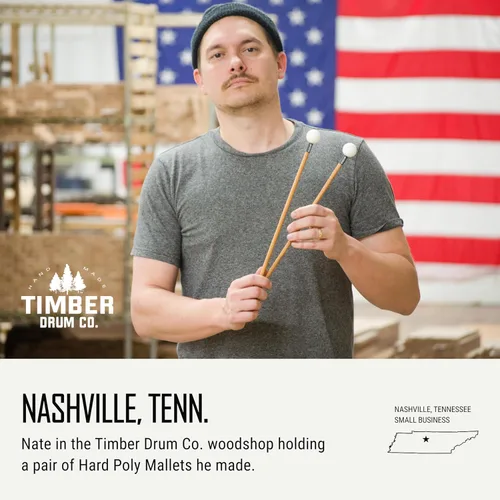 Miniatura 5 de Timber Drum Co. Paquete de Mazos de Percusión — ENSAMBLADO EN EE.UU. — Baquetas para Marimba, Redoble de Platillos, Glockenspiel, Bloque de Madera