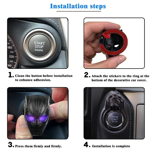 Miniatura 4 de Anillo de botón de arranque y parada de encendido del motor de coche, cubierta protectora universal anti arañazos decorativos