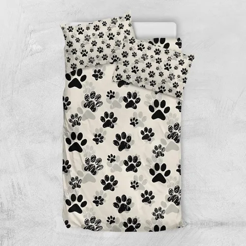 Miniatura 2 de Juego de funda de edredón con diseño de pata de perro, diseño de pata de cachorro, color beige, con 2 fundas de almohada