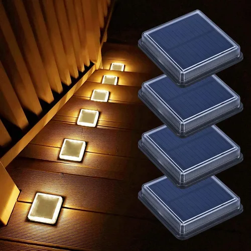 Lacasa Luces solares de escalón, paquete de 4 luces LED solares de 50 lm, 3000 K, luz blanca cálida, luces solares para exteriores, IP68 impermeable